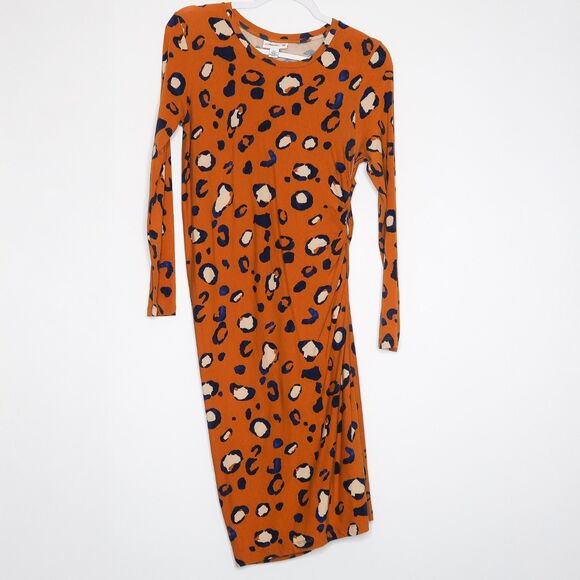 3.1 Phillip Lim Target Ruched Short Dress Size Small Orange Blue Cheetah Print - Picture 1 of 7